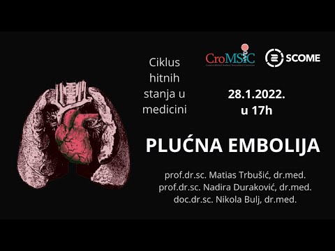 CroMSIC Zagreb - Ciklus hitnih stanja u medicini: Plućna embolija