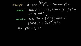 M 13 14: application Main Theorem of Calculus, integrals with variable integration bound