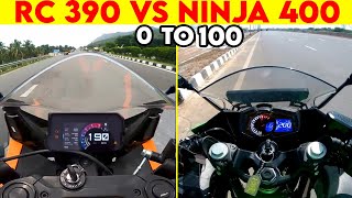 (2023) KTM RC 390 VS Ninja 400 | 0 To 100 | TOPSPEED BATTLE !!!