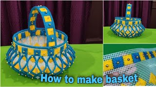 fooldali banane ka tarika| How to make plastic canvas basket| handmade craft| home decorations|