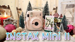 UNBOXING INSTAX Mini 11 (Blush Pink) + Glitter Case, Frame Stickers, Holiday Frame Ornament