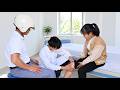 Huyen had an accident while working at a construction site—Dinh took her to the hospital.