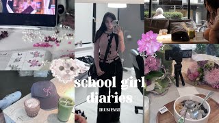 {school girl diaries}vlog🎀//: exploaring new cafés, library, lego sakura, flowers, cozy day[RUS/ENG]