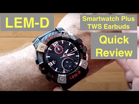 LEMFO LEM-D Health/Fitness Blood Pressure Smartwatch with integrated TWS Earbuds: Quick Overview