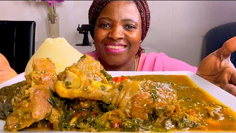 Asmr mukbang smoked chicken + vegetable soup with Fufu mukbang bang/eating show no talking