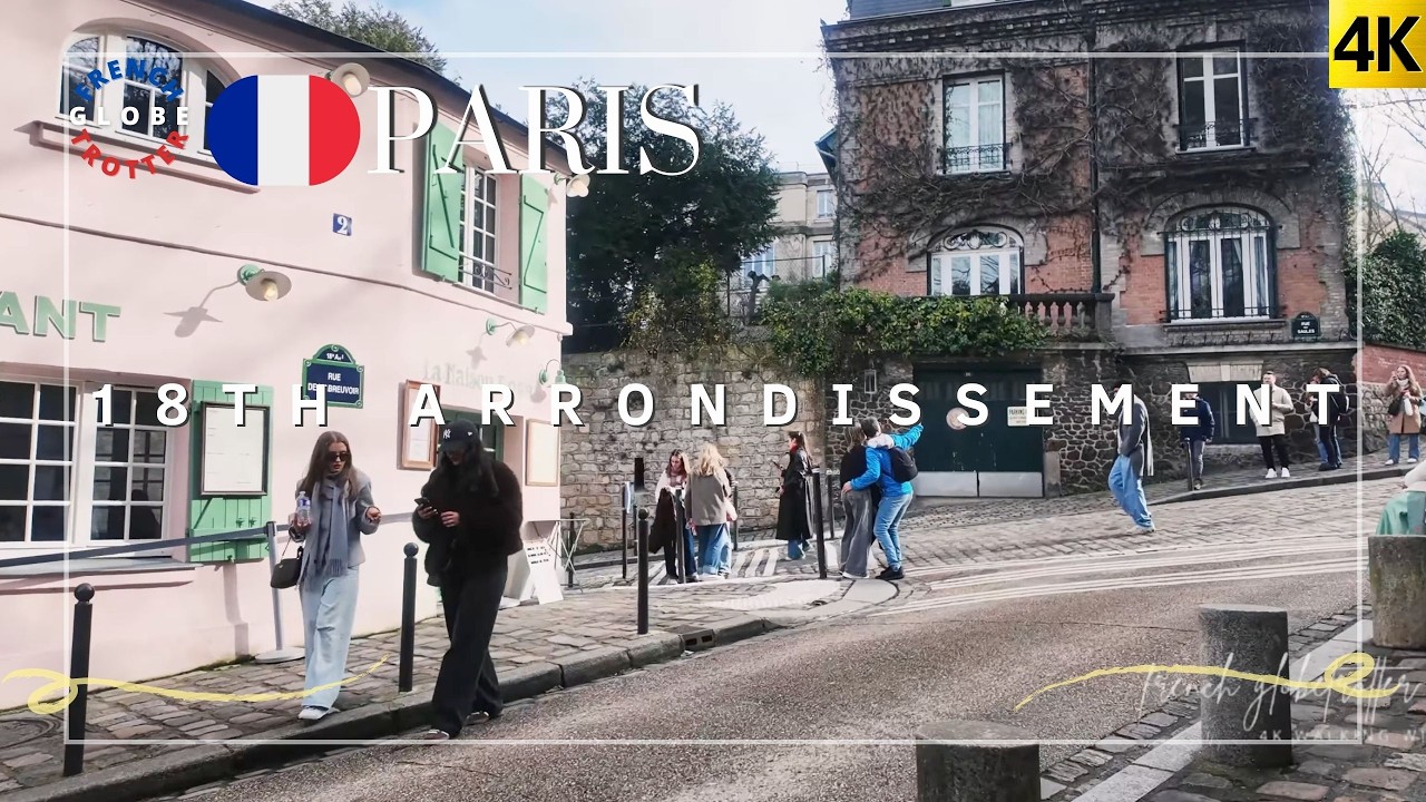 Paris 18th Arrondissement  Montmartre Village Walk Tour🇫🇷 Rue de l’Abreuvoir ➜ Place du Tertre 4K