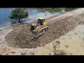 Incredible Dozer Construction Push Cutting Gravel ​Building Road Crossing The Water​