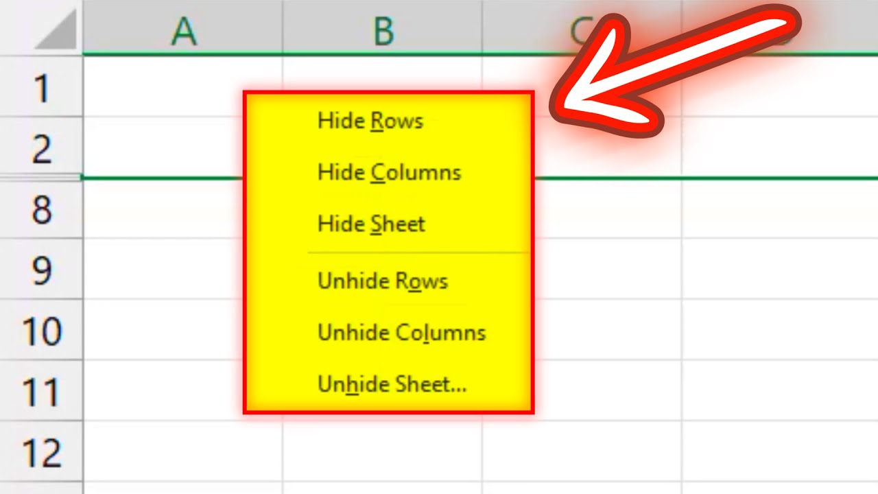 How to Hide & Unhide Rows, Columns and Sheets in Excel - YouTube