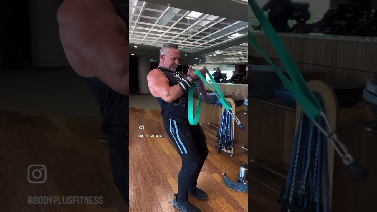 Try these cable curls using a resistance band as your handles for a great bicep pump