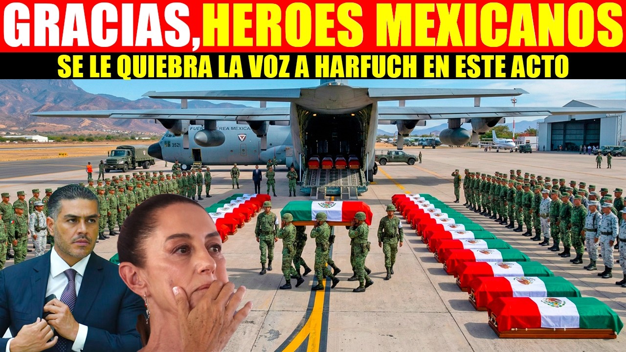 🚨🇲🇽🦅MIRA:SE LE QUIEBRA LA VOZ A HARFUCH, ASI DESPIDEN A LOS HEROES QUE DIERON SU VIDA POR MEXICO