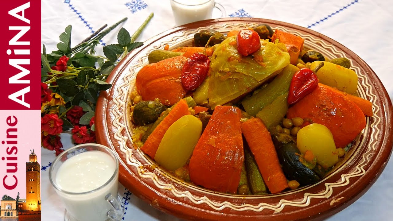 كسكس ملكي بخطوات جد مفسرة بالخضر واللحم لأي مبتدئة بتفويرة واحدة ومختصر للوقت - مطبخ أمينة المراكشية