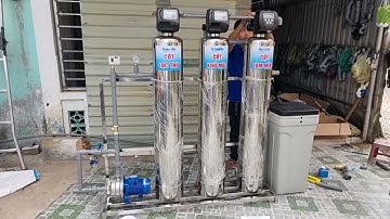 Lắp đặt 3 trụ lọc thô tự động trước khi cấp vào hệ thống xử lý nước RO tinh khiết