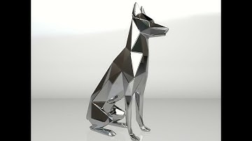 Template for DIY metal sculpture, Pattern of Doberman low poly model in DXF & PDF Format Blueprints