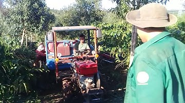 Xe Công Nông Vô Lăng Không Có Cầu Đẩy Chở Cà Phê Ra Khói Đen