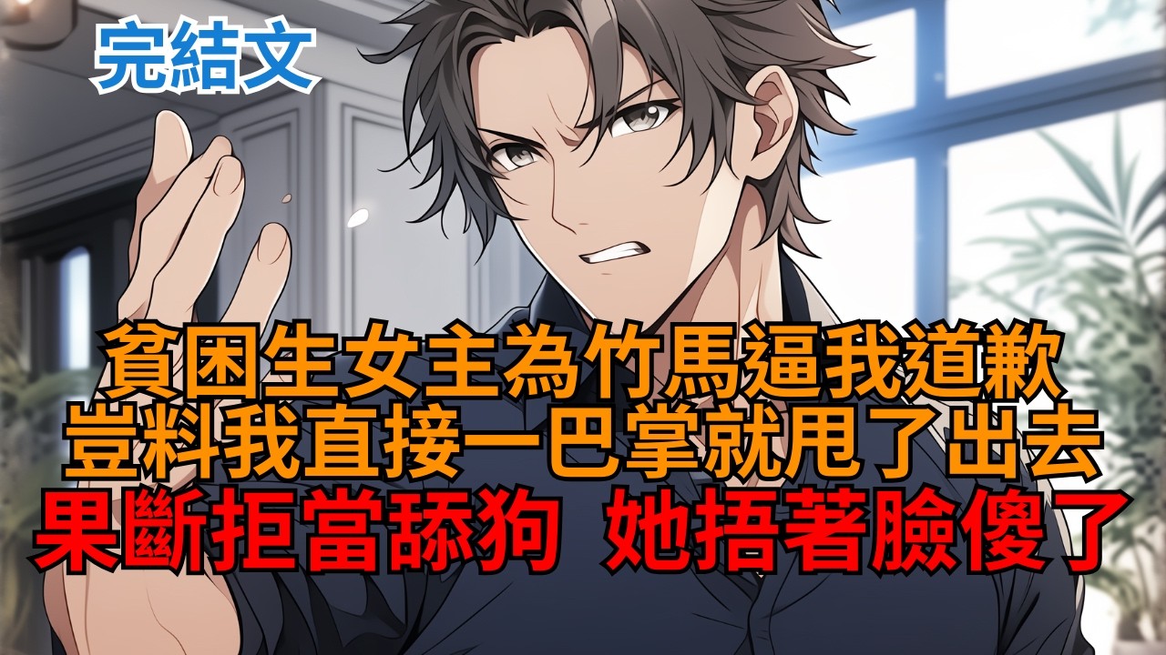 【完結漫畫｜爽文】我剛穿成豪門大少爺，貧困生女主卻為了她竹馬逼我道歉，見狀我直接掄圓了胳膊，一巴掌就甩了出去，她和竹馬瞬間傻了。  #小说推荐 #一口气看完