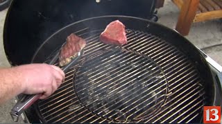 Pat Sullivan grilling Valentine steak