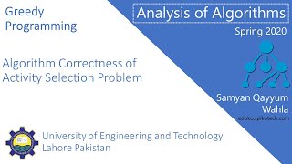 Algorithm Correctness of Activity Selection Problem | Urdu /Hindi