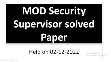 MOD security Supervisor solved paper | MOD todays paper | MOD past paper | MOD jobs 2022 | mod solve