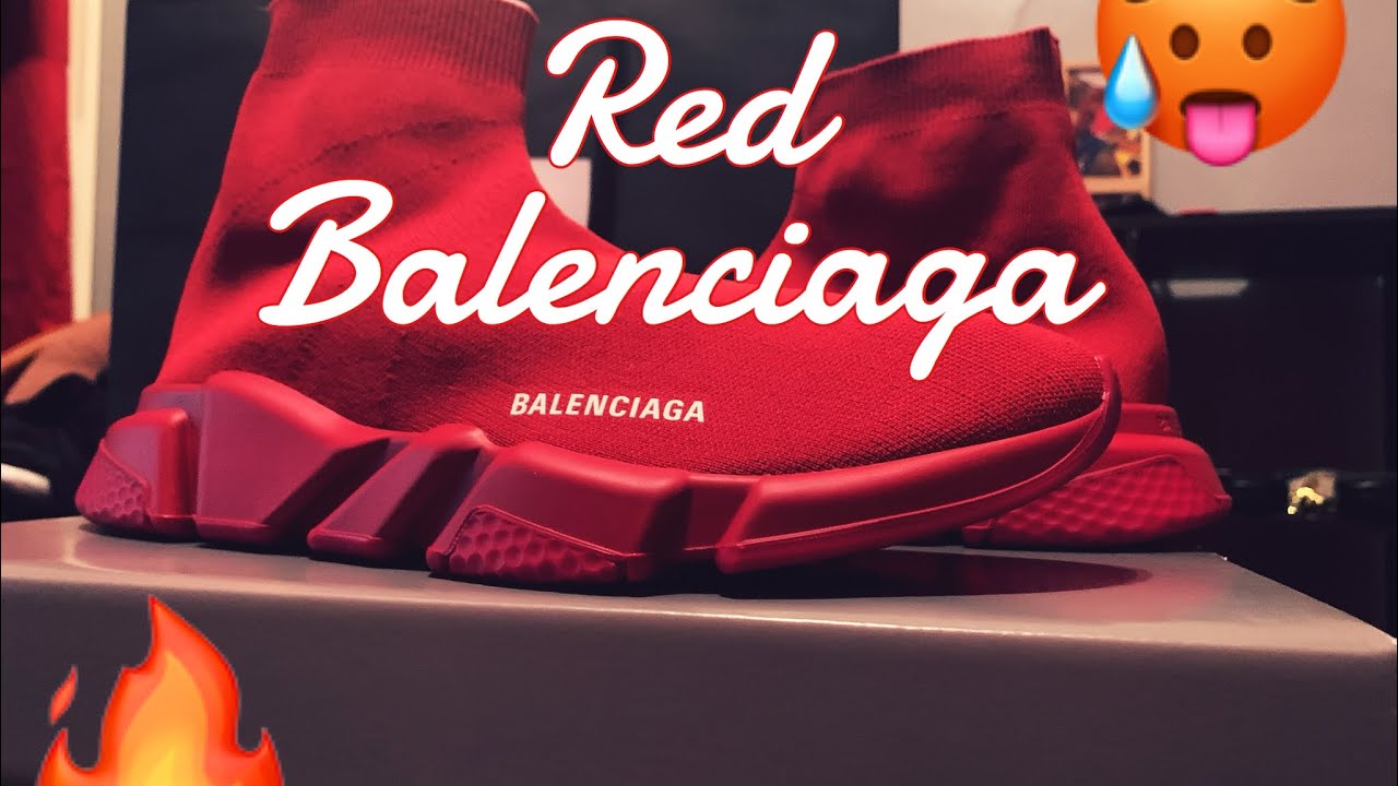 triple red balenciaga speed trainer