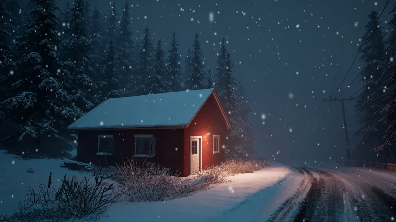 Cozy Red Cabin in a Heavy Snowstorm | 3 Hours of Relaxing Winter Snowfall Sounds for Sleep