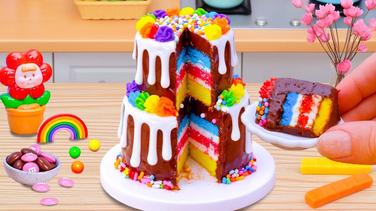 Mini Pastel Arcoíris Satisfactorio 🌈✨ Decoración Dulce y Relajante | Mini Cake Rainbow