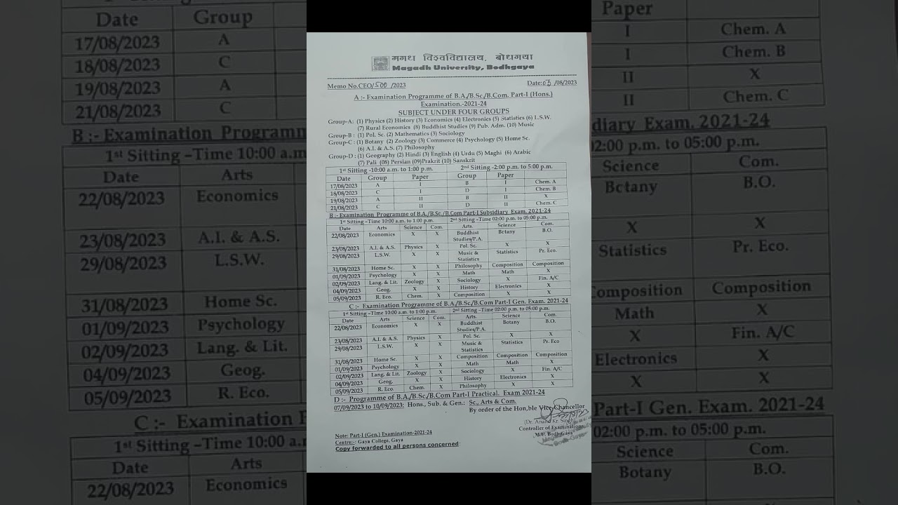 examination schedule 2021-24