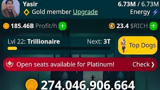 Rich dog game | Tap to mine coin | Profit per hour 185.46B | 7.48K coin per tab | #richdoggame screenshot 5