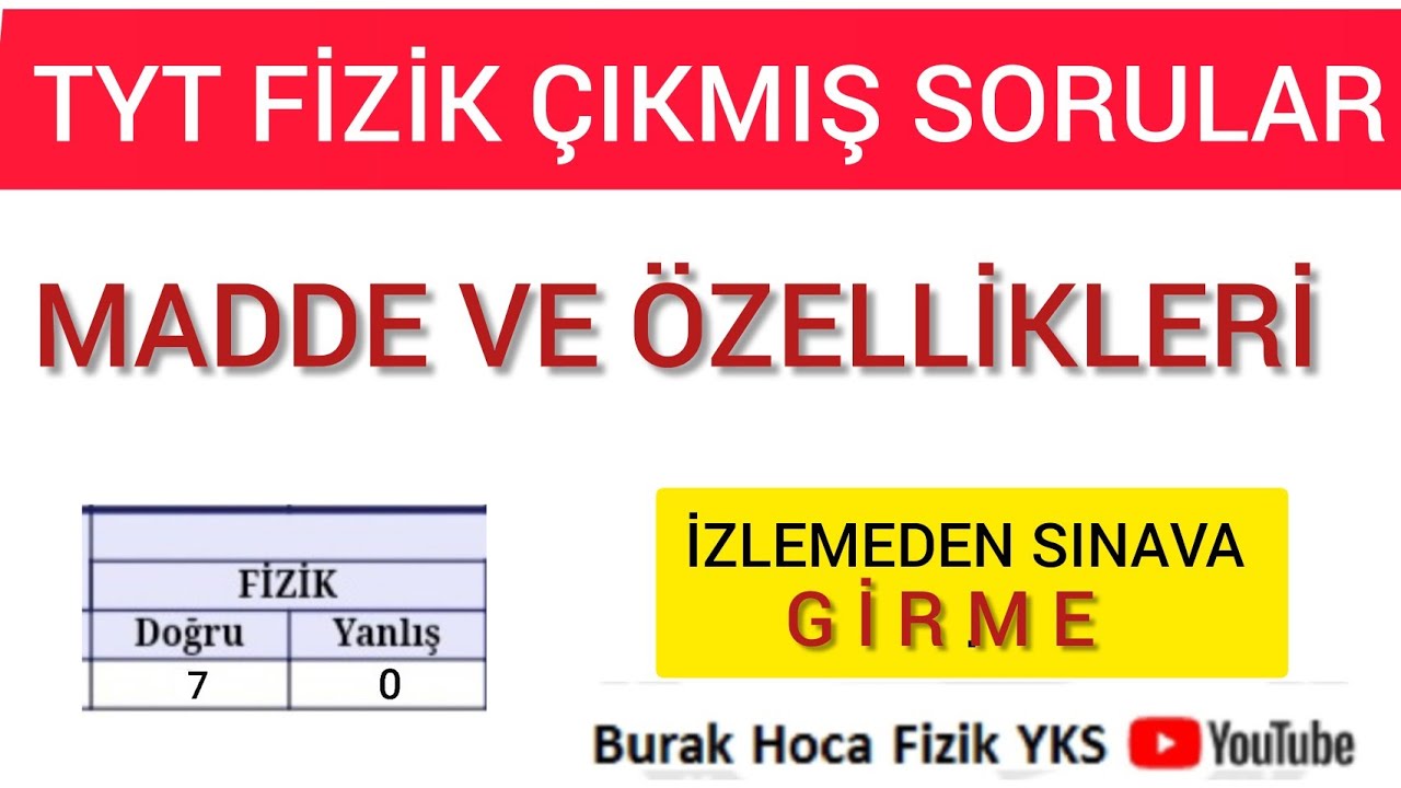 Madde Ve Ozellikleri Cikmis Sorular Youtube