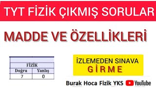 Madde Ve Özellikleri Çıkmış Sorular