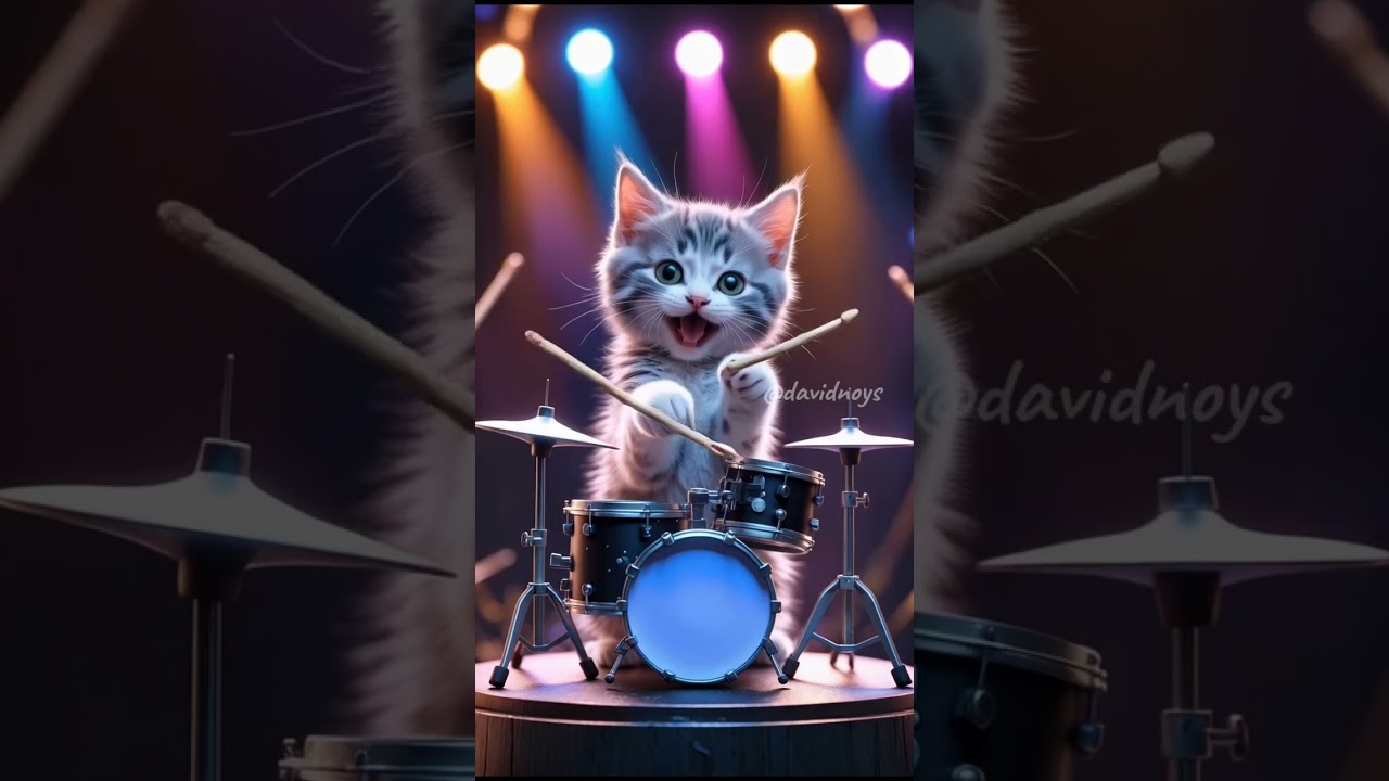 Kitten drummer stealing the spotlight 🥁✨ 