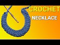 CROCHET: HOW TO CROCHET DIY NECKLACE WITH T-SHIRT YARN  | CROCHET NECKLACE  TUTORIAL| CHAIN EDGING