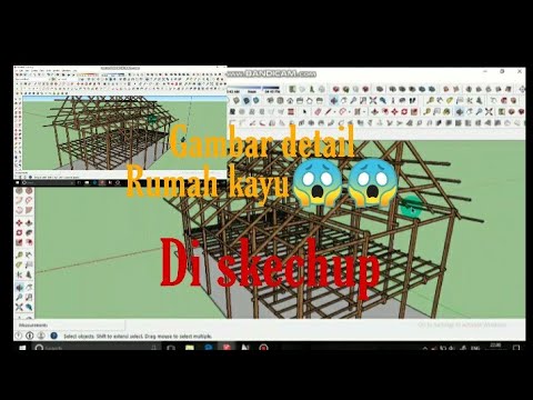 Skechup gambar  detail rangka rumah  kayu   YouTube