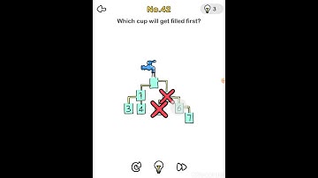 Which Cup will get filled first? BRAINOUT level 42 answer. No.42 answer