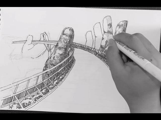 Ký hoạ phong cảnh [Sketch] Cầu vàng - Banahill - Đà Nẵng - Việt Nam -  YouTube