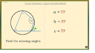 Circle Theorems : Find the  Missing Angles in a Cyclic Quadrilateral (2)