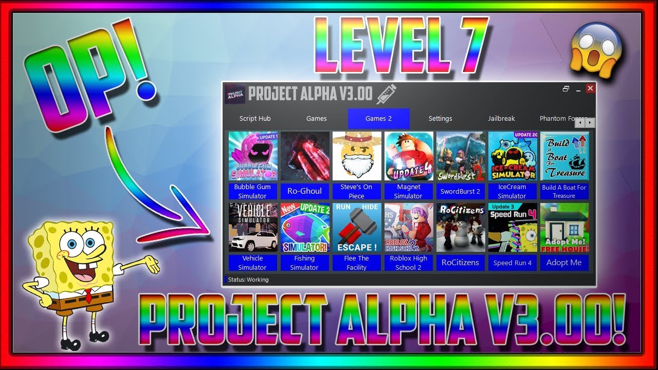 New Best Free Level 7 Executor 30 Games Loadstring Full Lua Project Alpha V3 00 Youtube - roblox project alpha v2