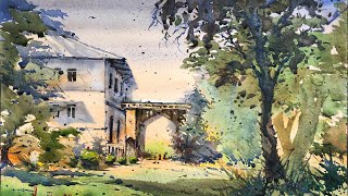 How to paint watercolor landscape painting