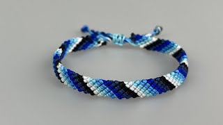 Candy stripe bracelet tutorial with adjustable knot | Beginner friendly friendship bracelets 【A030】