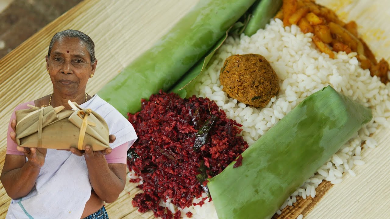 Kerala Meals Wrapped in Leaves of Areca-Nut Tree