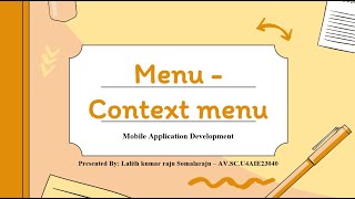 Menu – Context Menu Example