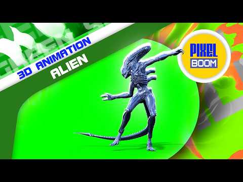 Green Screen Alien Monster 3D Animation PixelBoom