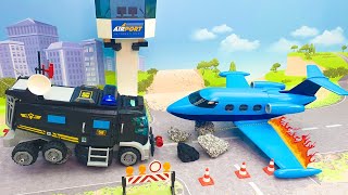 Полицейская машина Самолет Самосвал - новые игрушечные мультики для детей - Первый день в полиции.