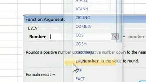 How to use EVEN function in Microsoft Excel 2007
