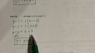 4.3 Notes pt 2 (write linear equations in slope-intercept form)
