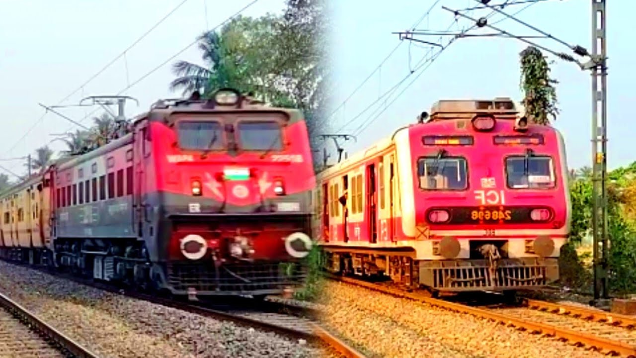 Indian Railway level crossing! Emu local and Express train dangerously skip railgate।।