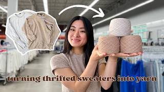knitting a cashmere tee using $15 worth of thrifted sweaters | tutorial &amp; project vlog