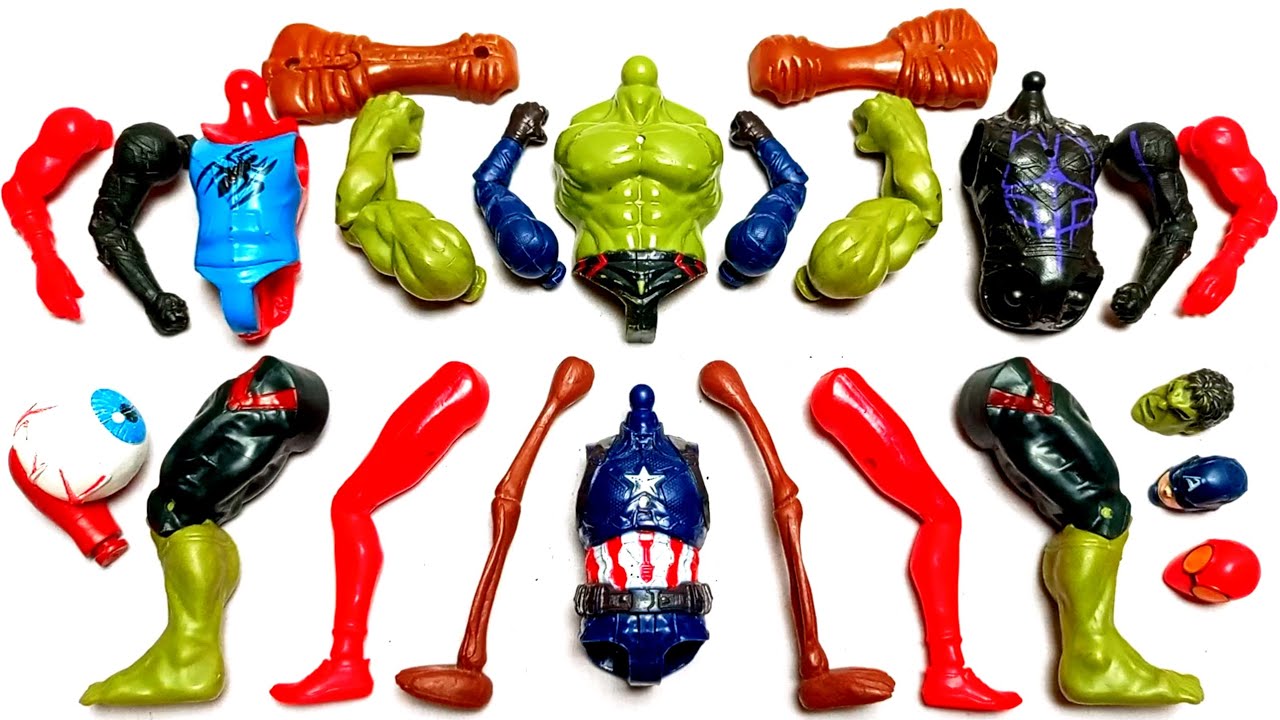 AVENGERS TOYS MARVEL'S SPIDERMAN HOODIE HULK CAPTAIN AMERICA BLACK PANTHER AND SIREN HEAD ASSEMBLE 
