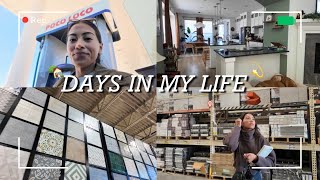 DAYS IN MY LIFE 🏡 house renovations, choosing tiles + ideas, packing for travel + grocery haul!