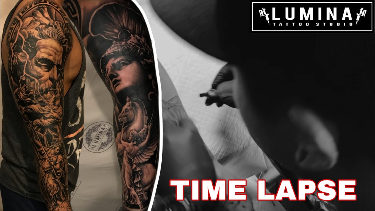Impressive Greek Mythology Zeus Tattoo - Full Arm Sleeve Tattoo