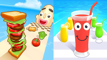 Sandwich Runner vs Juice Run 🐢🌈 Max Level Gameplay Walkthrough Android iOS D8K4
